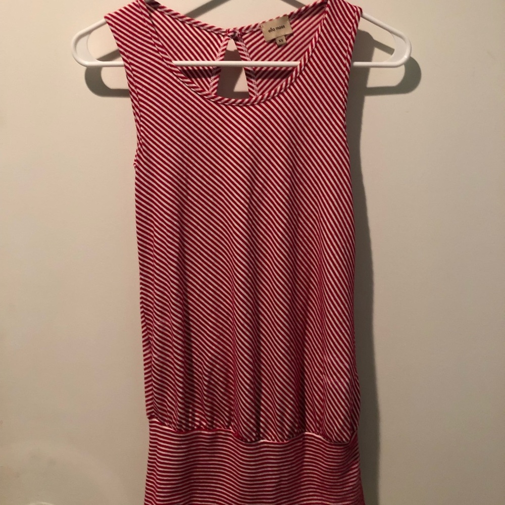 Ella Moss Striped Tank XS Red/White Scoop Back N/W